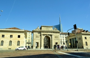 Nadia Mikushova. A view to the Porta Garibaldi in Milan.