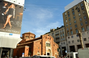 Nadia Mikushova. A panoramic view to the San Babila square in Milan.