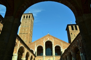 Nadia Mikushova. An internal view of the Basilica of Sant'Ambrogio in Milan.